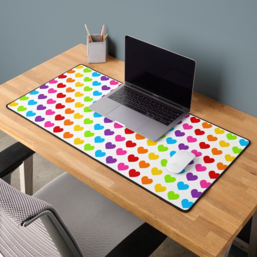 Farbiges Regenbogen-Herzmuster Schreibtischunterlage (Büro 2)