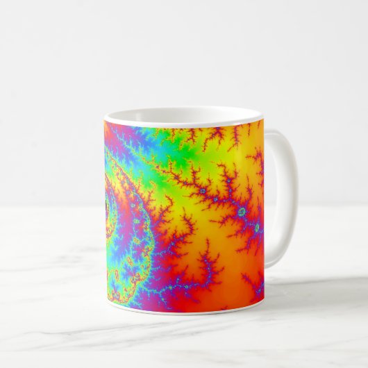 Farbiges Regenbogen-SpiralFraktal Kaffeetasse (VorderseiteRechts)