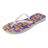 Farbiges Regenbogenblockmuster Badesandalen (Schrägansicht)
