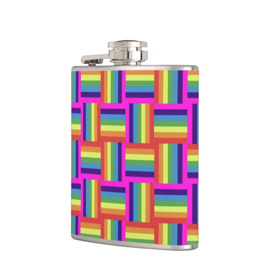 Farbiges Regenbogenblockmuster Flachmann (Links)