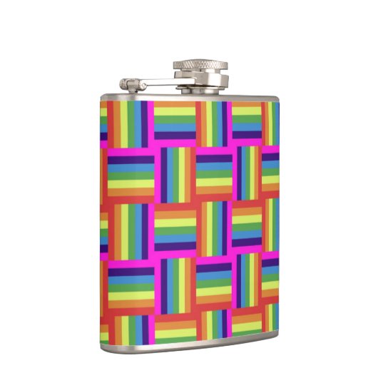 Farbiges Regenbogenblockmuster Flachmann (Rechts)