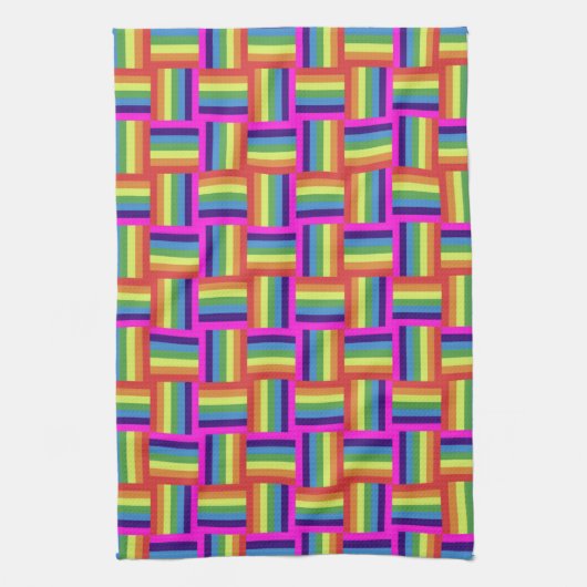 Farbiges Regenbogenblockmuster Geschirrtuch (Vertikal)