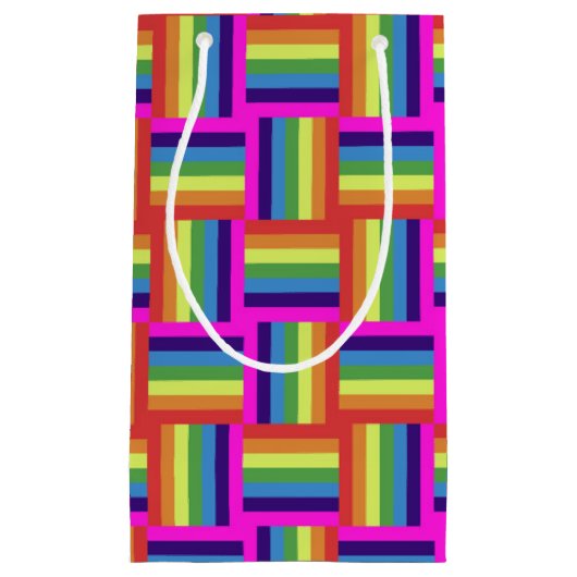 Farbiges Regenbogenblockmuster Kleine Geschenktüte (Vorderseite)