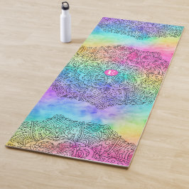 Farbiges Regenbogenfarben-Monogramm Yogamatte