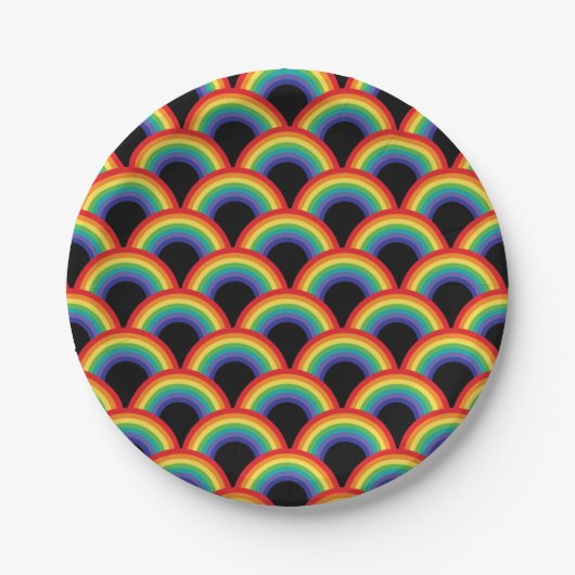 Farbiges Regenbogenmuster Pappteller (Vorderseite)