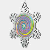 Farbiges Regenbogenmuster Schneeflocken Zinn-Ornament (Rechts)
