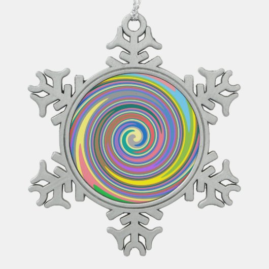 Farbiges Regenbogenmuster Schneeflocken Zinn-Ornament (Vorderseite)