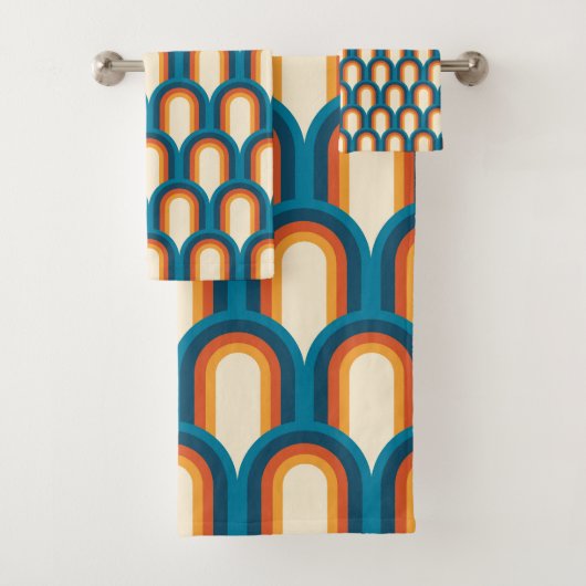 Farbiges Retro Arch Rainbow-Muster Badhandtuch Set (Insitu)