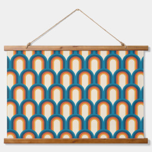Farbiges Retro Arch Rainbow-Muster Wandteppich Mit Holzrahmen