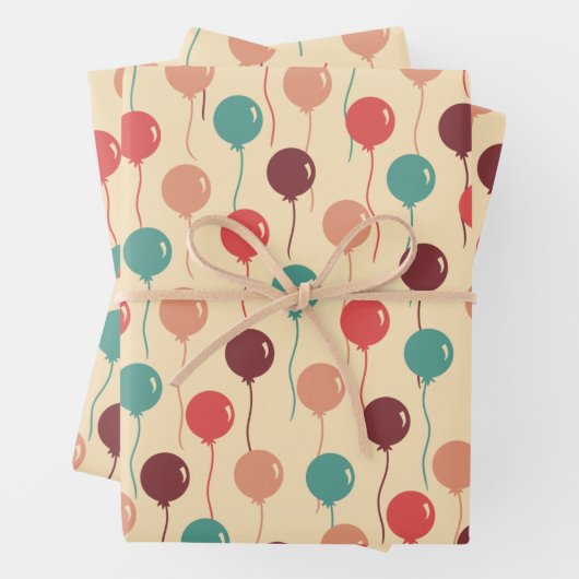 Farbiges Retro-Balloons-Muster Geschenkpapier Set (Beispiel)