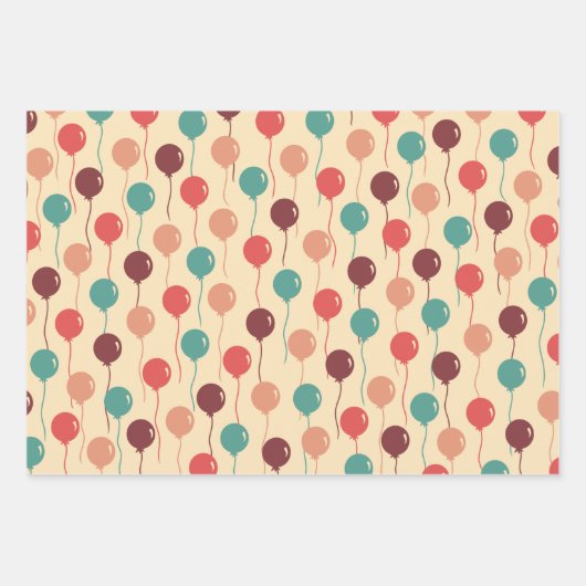 Farbiges Retro-Balloons-Muster Geschenkpapier Set (Vorderseite)