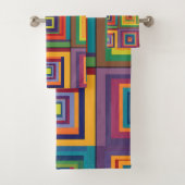 Farbiges Retro-Blockdesign Badhandtuch Set (Insitu)