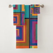 Farbiges Retro-Blockdesign Badhandtuch Set (Insitu)