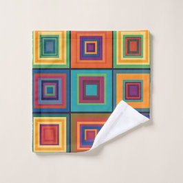 Farbiges Retro-Blockdesign Badhandtuch Set
