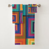 Farbiges Retro-Blockdesign Badhandtuch Set (Insitu)