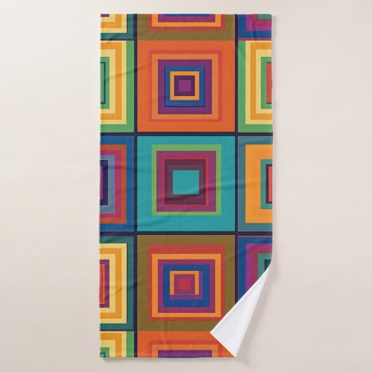 Farbiges Retro-Blockdesign Badhandtuch Set (Badehandtuch)