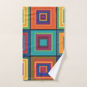 Farbiges Retro-Blockdesign Badhandtuch Set (Handtuch)