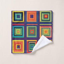 Farbiges Retro-Blockdesign Badhandtuch Set