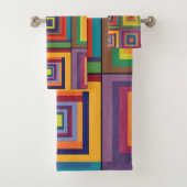 Farbiges Retro-Blockdesign Badhandtuch Set (Insitu)