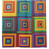 Farbiges Retro-Blockdesign Duschvorhang (Vorderseite)