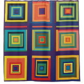 Farbiges Retro-Blockdesign Duschvorhang (Vorderseite)