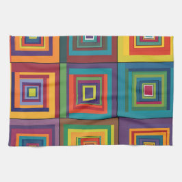 Farbiges Retro-Blockdesign Geschirrtuch