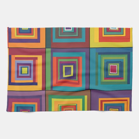 Farbiges Retro-Blockdesign Geschirrtuch (Horizontal)