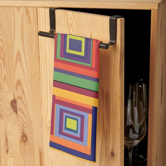 Farbiges Retro-Blockdesign Geschirrtuch (Drittel gefaltet)