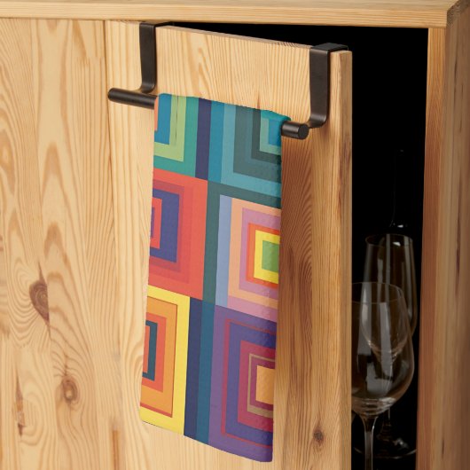 Farbiges Retro-Blockdesign Geschirrtuch (Drittel gefaltet)