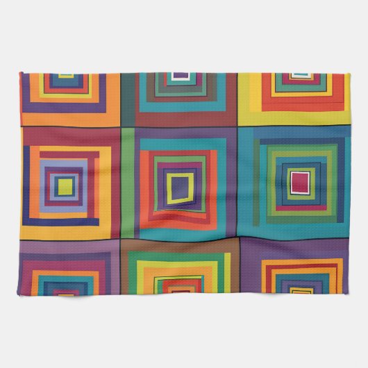 Farbiges Retro-Blockdesign Geschirrtuch (Horizontal)