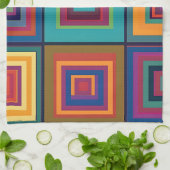 Farbiges Retro-Blockdesign Geschirrtuch (Gefaltet)