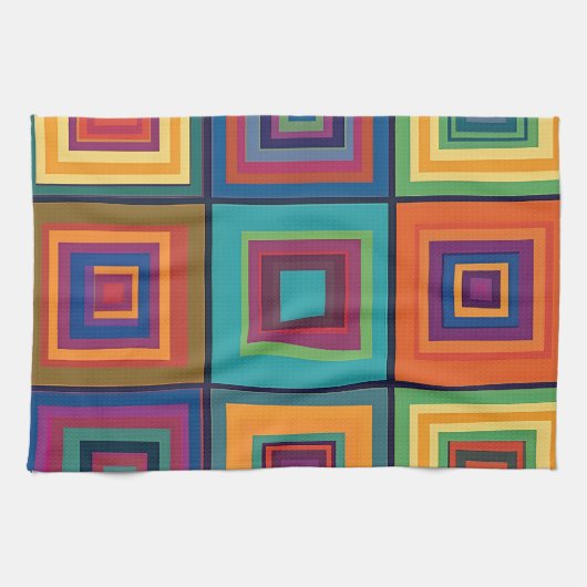 Farbiges Retro-Blockdesign Geschirrtuch (Horizontal)