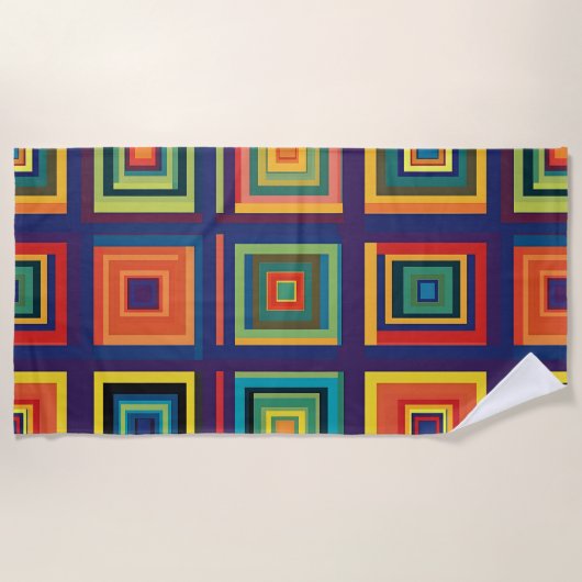 Farbiges Retro-Blockdesign Strandtuch (Vorderseite)