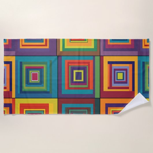 Farbiges Retro-Blockdesign Strandtuch (Vorderseite)