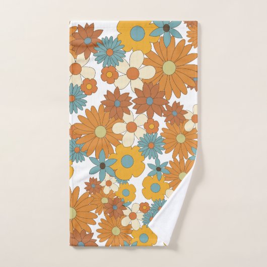 Farbiges Retro-Blume-Muster Badhandtuch Set (Handtuch)