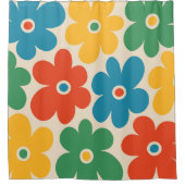 Farbiges Retro-Blume-Muster Duschvorhang (Vorderseite)