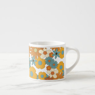 Farbiges Retro-Blume-Muster Espressotasse