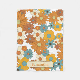 Farbiges Retro-Blume-Muster Fleecedecke