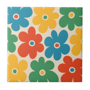 Farbiges Retro-Blume-Muster Fliese