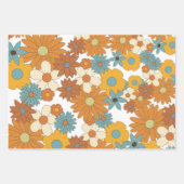 Farbiges Retro-Blume-Muster Geschenkpapier Set (Vorderseite)