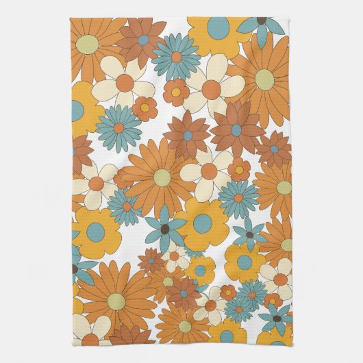 Farbiges Retro-Blume-Muster Geschirrtuch (Vertikal)