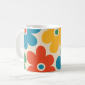Farbiges Retro-Blume-Muster Kaffeetasse (Vorderseite Links)