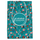 Farbiges Retro-Blume-Muster Mittlere Geschenktüte (Vorderseite)