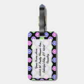 Farbiges Retro-Blume-Muster Monogramm Gepäckanhänger (Rückseite vertikal)