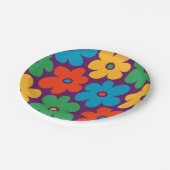 Farbiges Retro-Blume-Muster Pappteller (Schrägansicht)