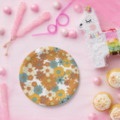 Farbiges Retro-Blume-Muster Pappteller (Party)