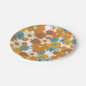 Farbiges Retro-Blume-Muster Pappteller (Schrägansicht)