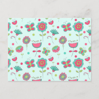 Farbiges Retro-Blume-Muster Postkarte
