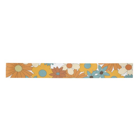 Farbiges Retro-Blume-Muster Satinband (Vorderseite)