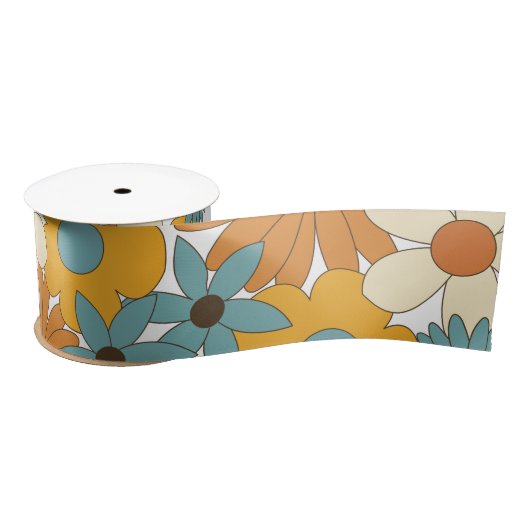 Farbiges Retro-Blume-Muster Satinband (Spule)